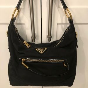 Authentic Prada nylon hobo style handbag